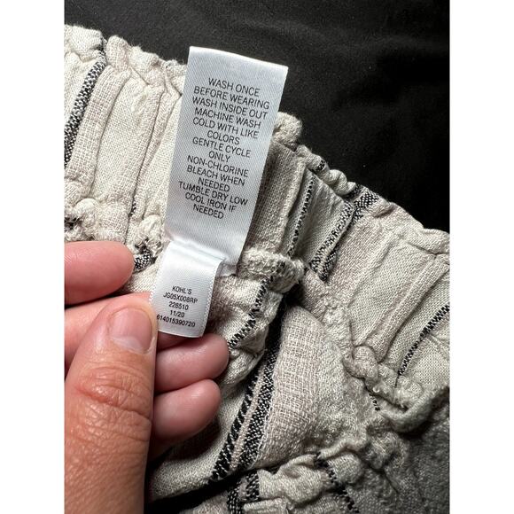 SO stripe minimalist linen coastal pull on pants womens medium boho chic flowy - Picture 6 of 10